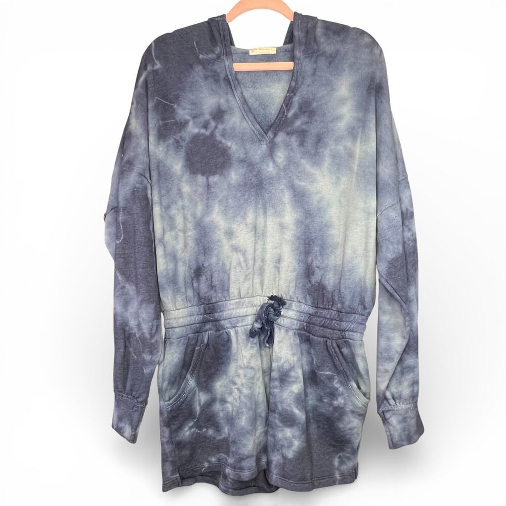 NWOT Free People Movement Blue Tie Dye Hooded Romper